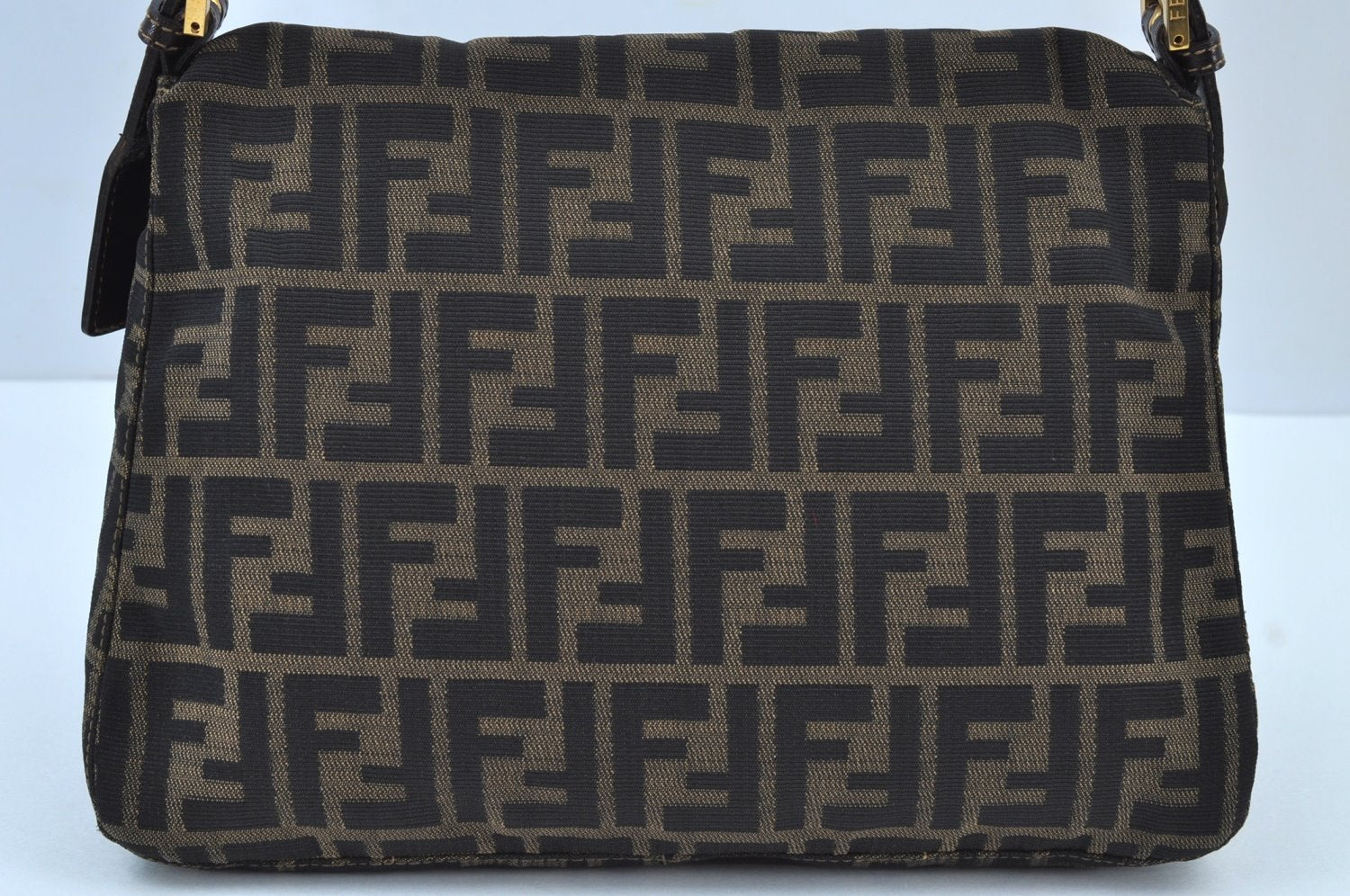 Authentic FENDI Zucca Mamma Baguette Shoulder Bag Canvas Leather Brown K9117