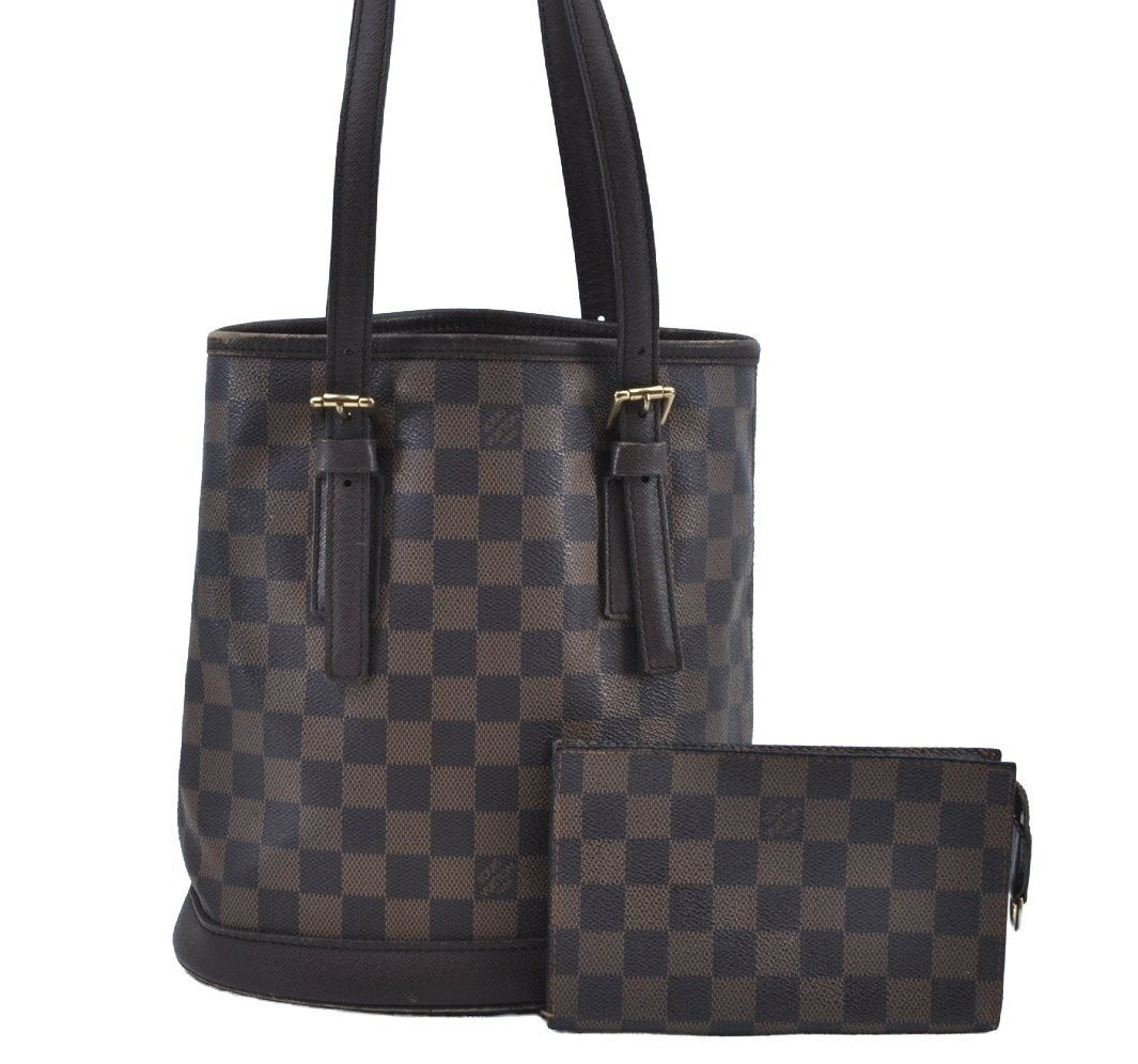 Authentic Louis Vuitton Damier Marais Bucket Shoulder Tote Bag N42240 LV K9121