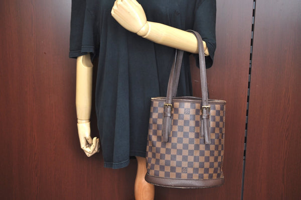 Authentic Louis Vuitton Damier Marais Bucket Shoulder Tote Bag N42240 LV K9121