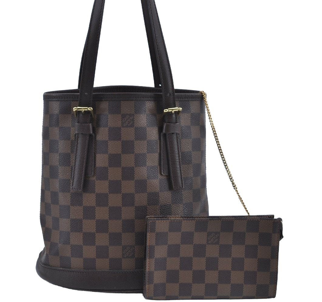 Authentic Louis Vuitton Damier Marais Bucket Shoulder Tote Bag N42240 LV K9123