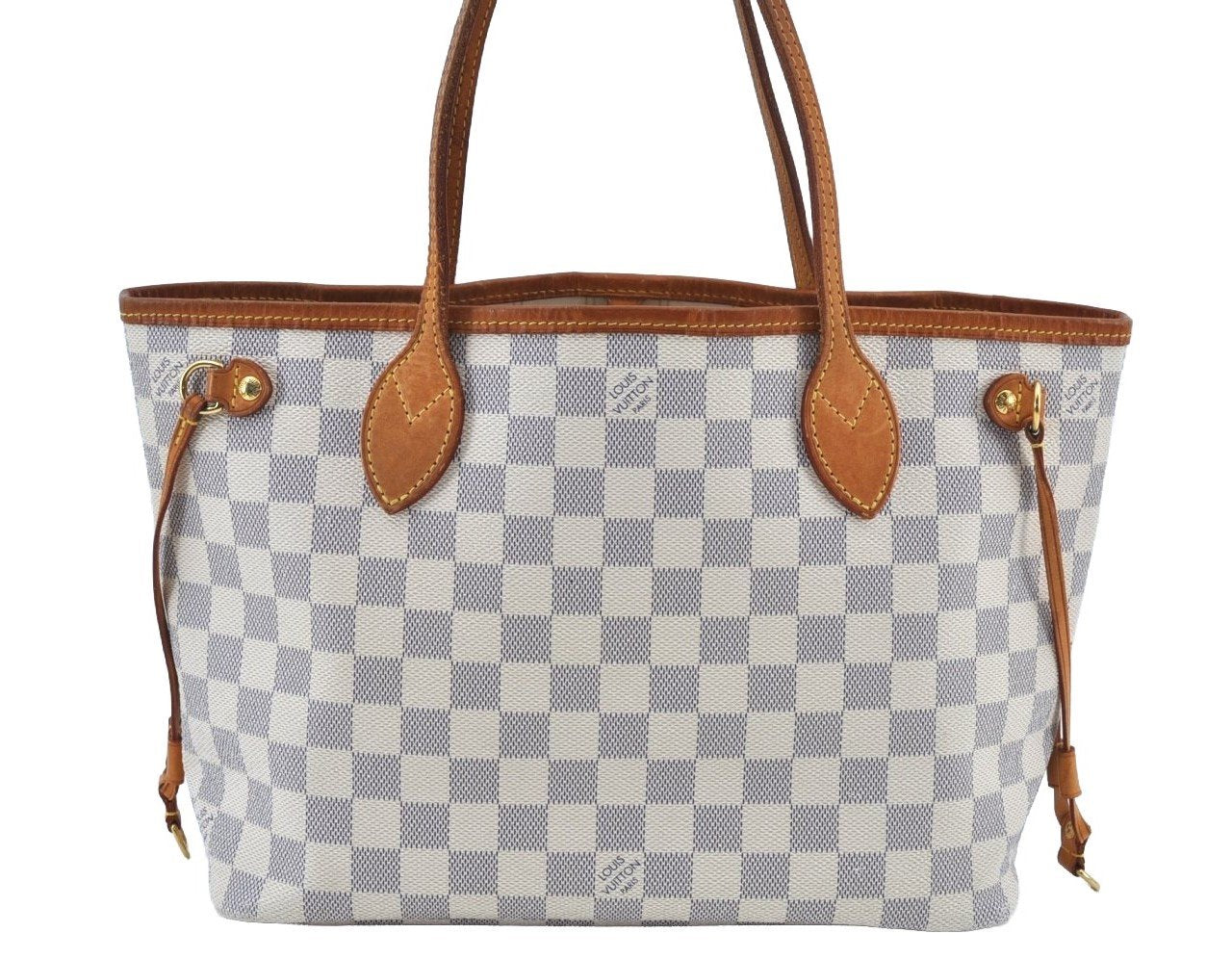 Authentic Louis Vuitton Damier Azur Neverfull PM Tote Bag N51110 LV K9133