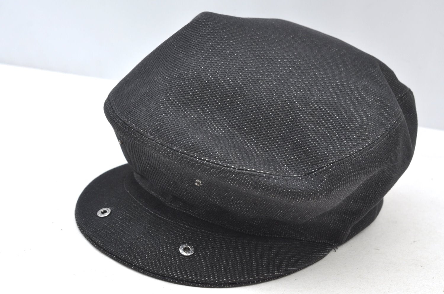 Authentic GUCCI Web Sherry Line Hunting Cap Canvas Leather Size S Black K9142