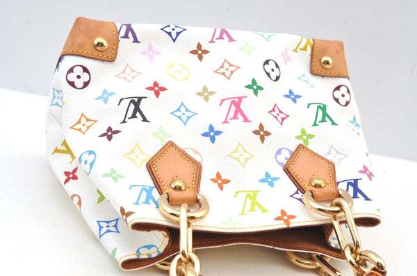 Auth Louis Vuitton Monogram Multicolor Audra Tote Hand Bag White M40047 LV K9144