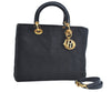 Authentic Christian Dior Lady Dior Cannage Nylon 2Way Hand Bag Black CD K9145
