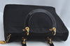 Authentic Christian Dior Lady Dior Cannage Nylon 2Way Hand Bag Black CD K9145