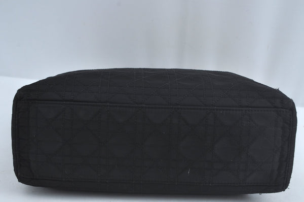 Authentic Christian Dior Lady Dior Cannage Nylon 2Way Hand Bag Black CD K9145