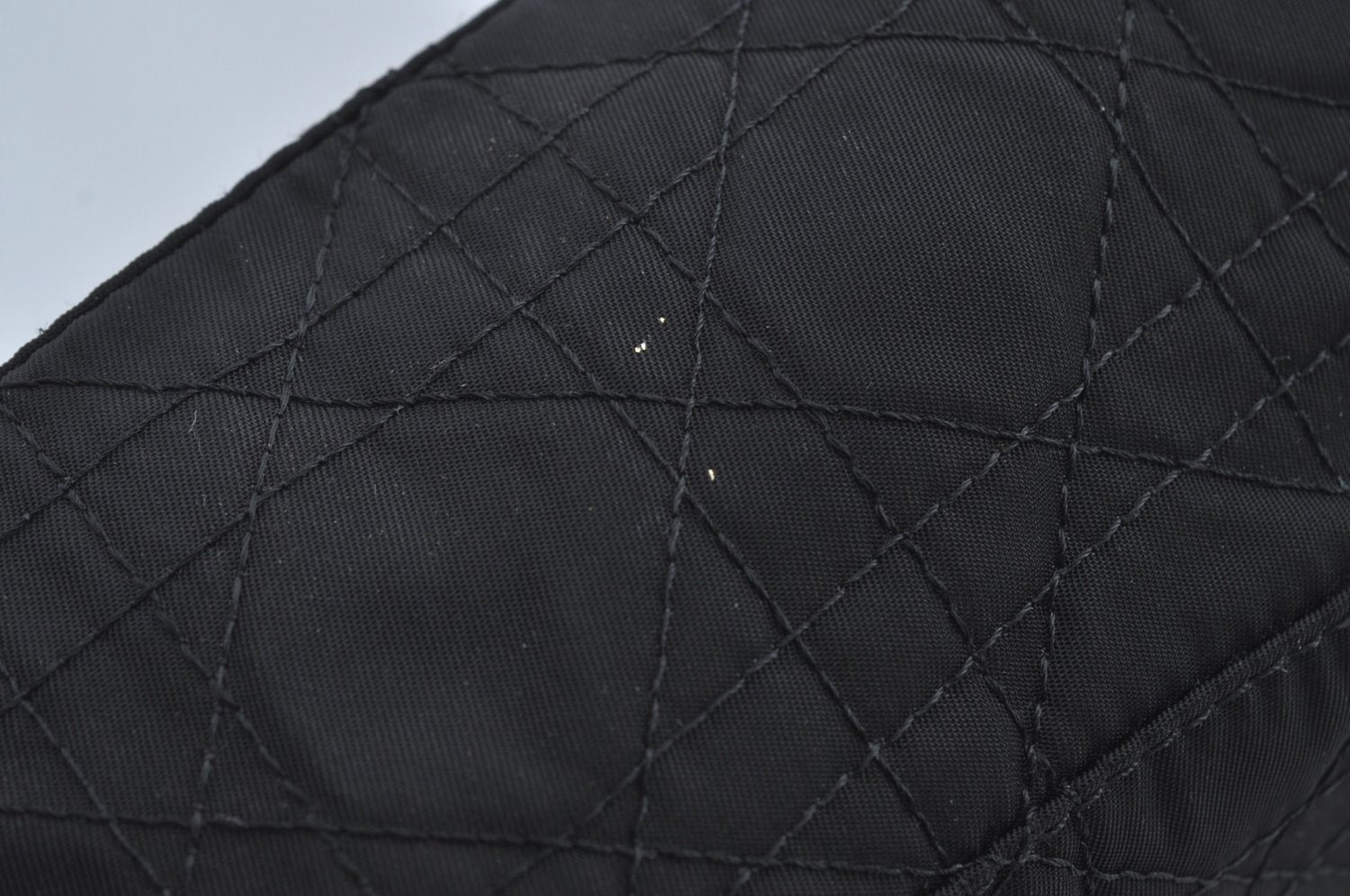 Authentic Christian Dior Lady Dior Cannage Nylon 2Way Hand Bag Black CD K9145