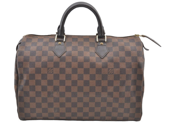 Authentic Louis Vuitton Damier Speedy 35 Hand Boston Bag Purse N41523 LV K9154
