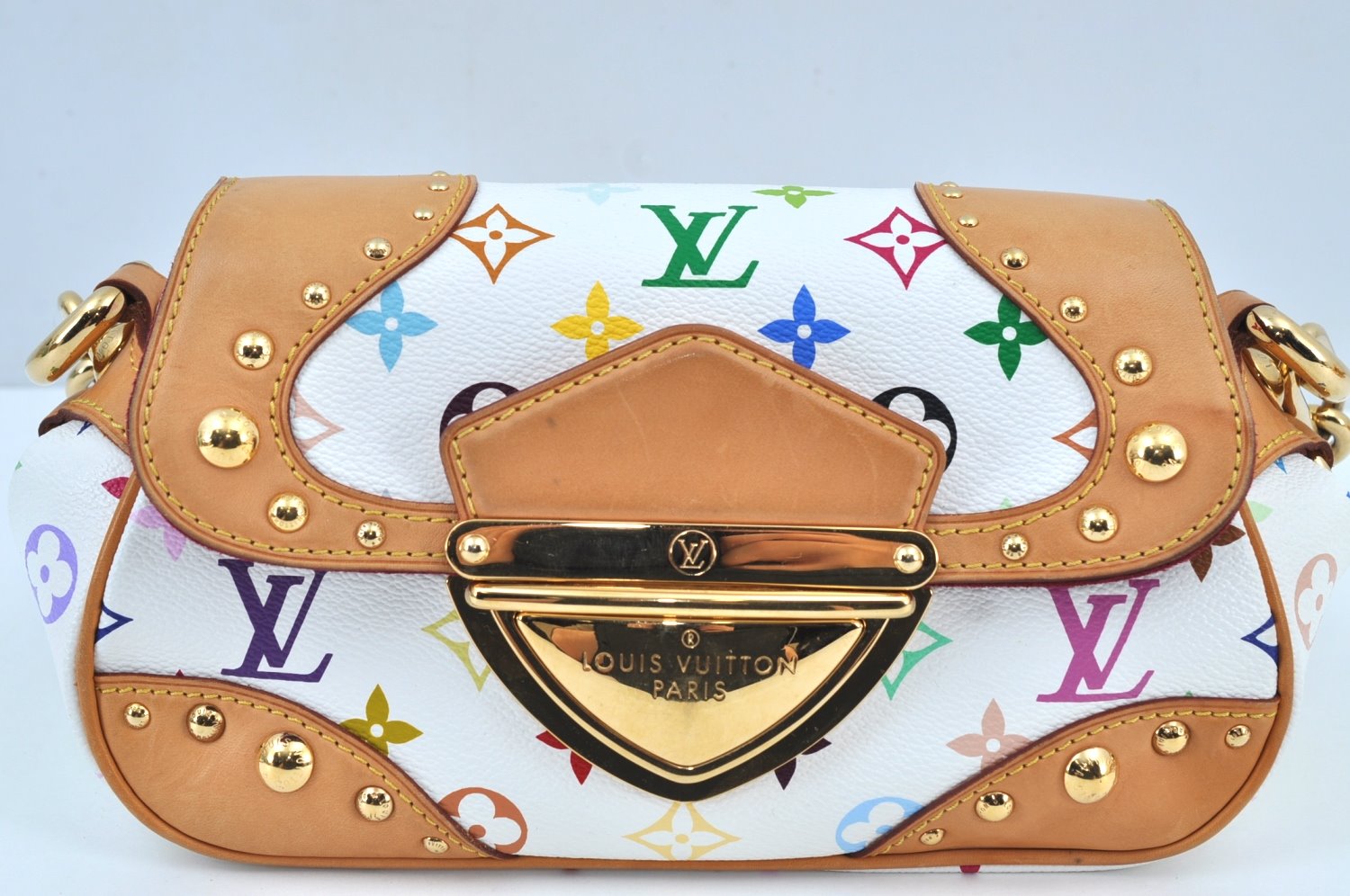 Auth Louis Vuitton Monogram Multicolor Marilyn Shoulder Bag M40127 White K9155