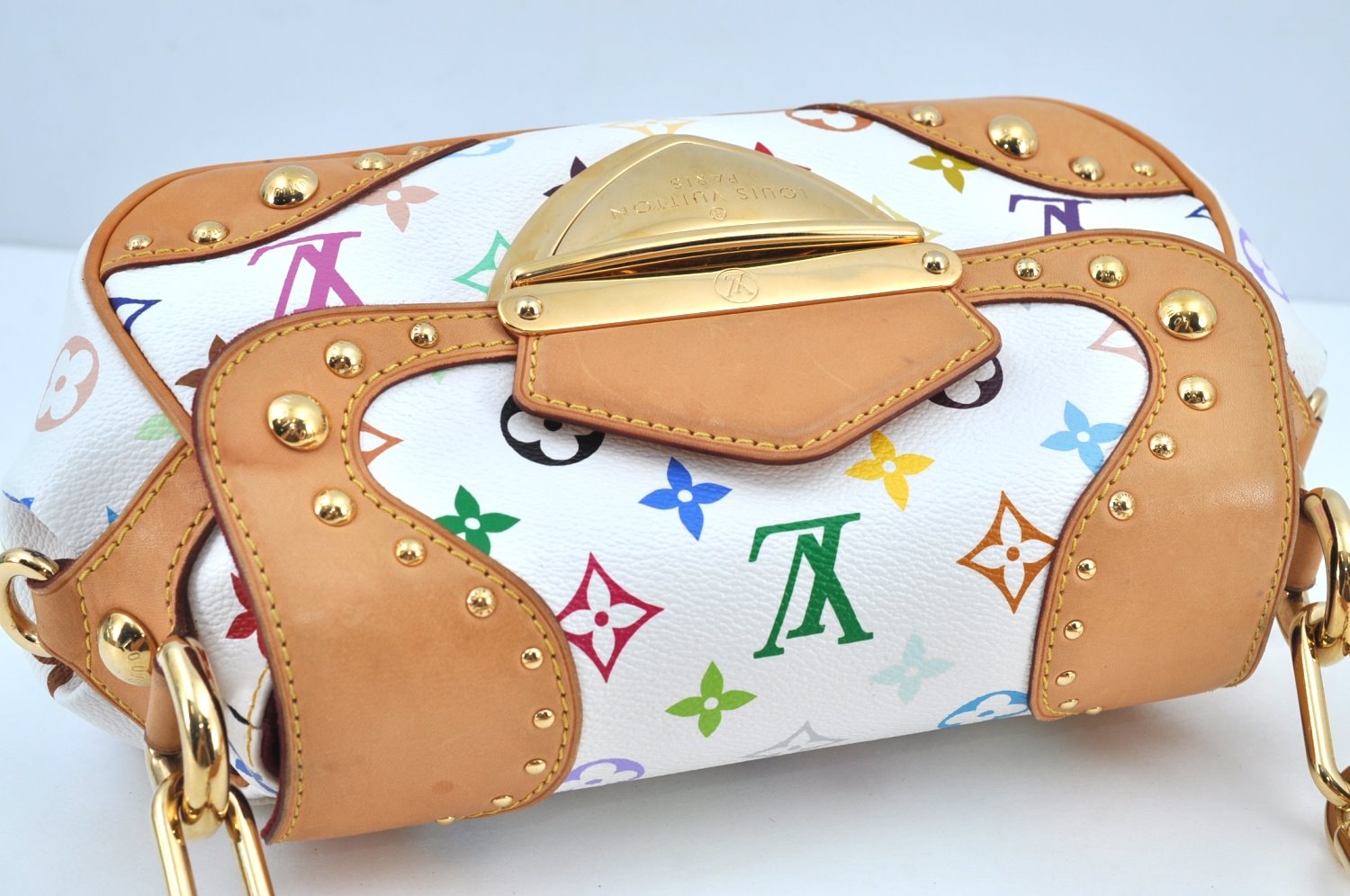 Auth Louis Vuitton Monogram Multicolor Marilyn Shoulder Bag M40127 White K9155