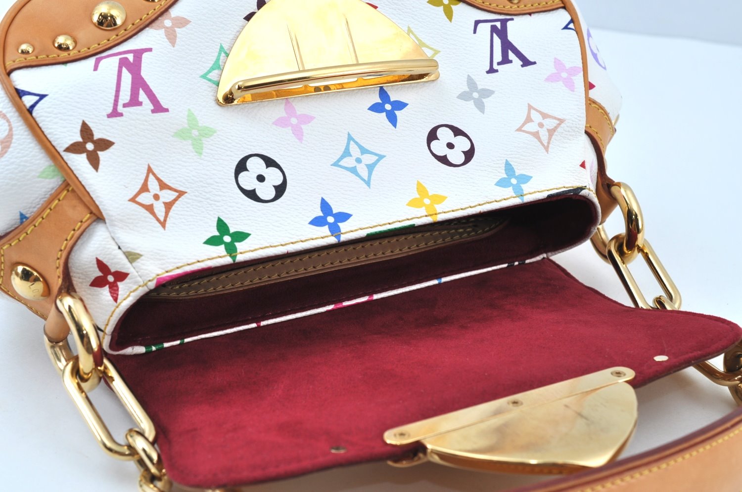 Auth Louis Vuitton Monogram Multicolor Marilyn Shoulder Bag M40127 White K9155