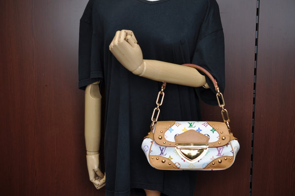 Auth Louis Vuitton Monogram Multicolor Marilyn Shoulder Bag M40127 White K9155
