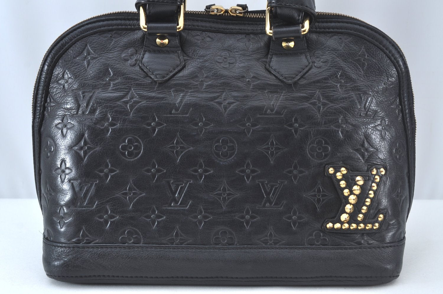 Authentic Louis Vuitton Monogram Double Jeu Neo Alma Hand Bag M40286 Black K9161