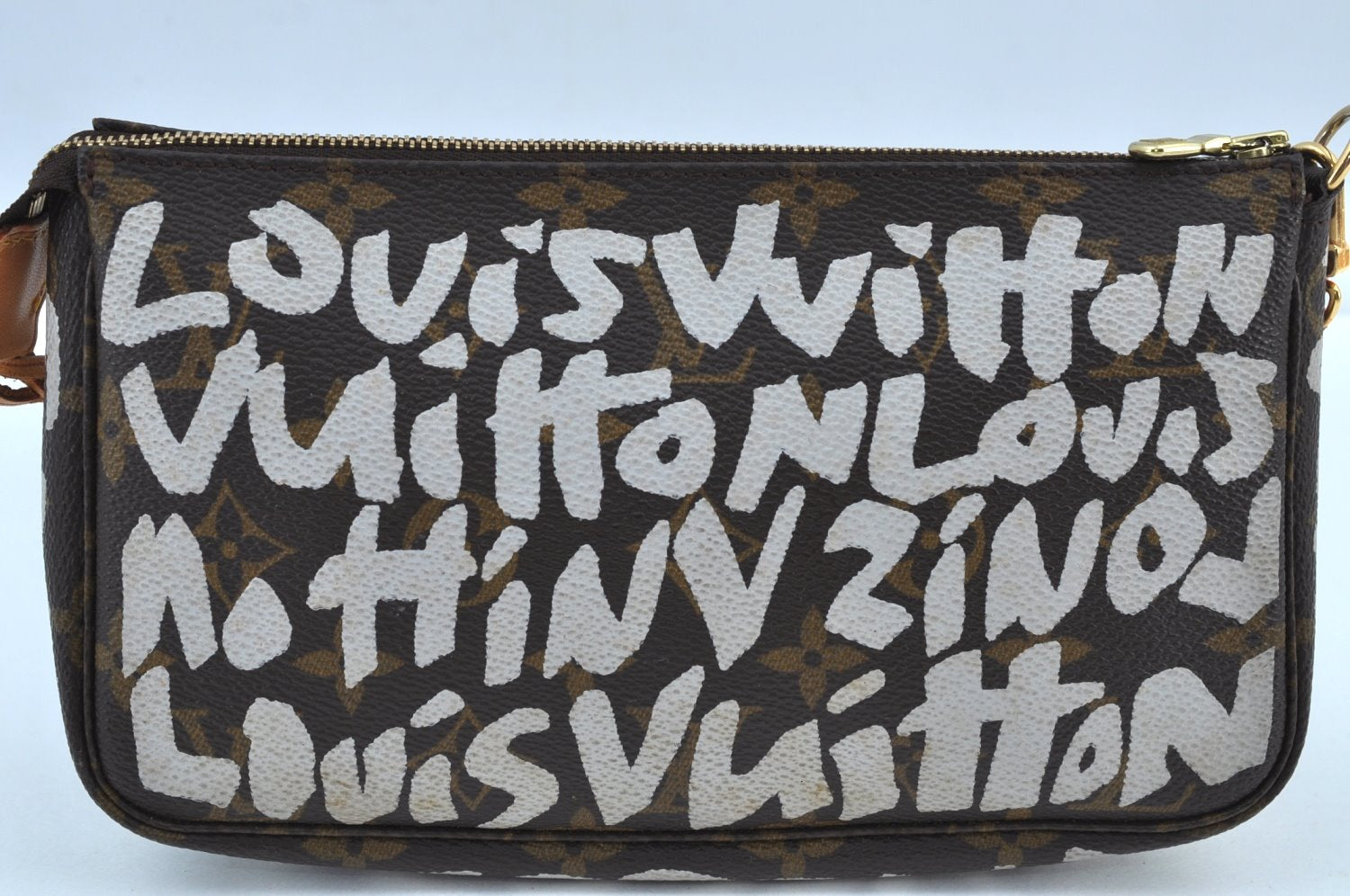 Authentic Louis Vuitton Monogram Graffiti Pochette Accessoires Pouch White K9164