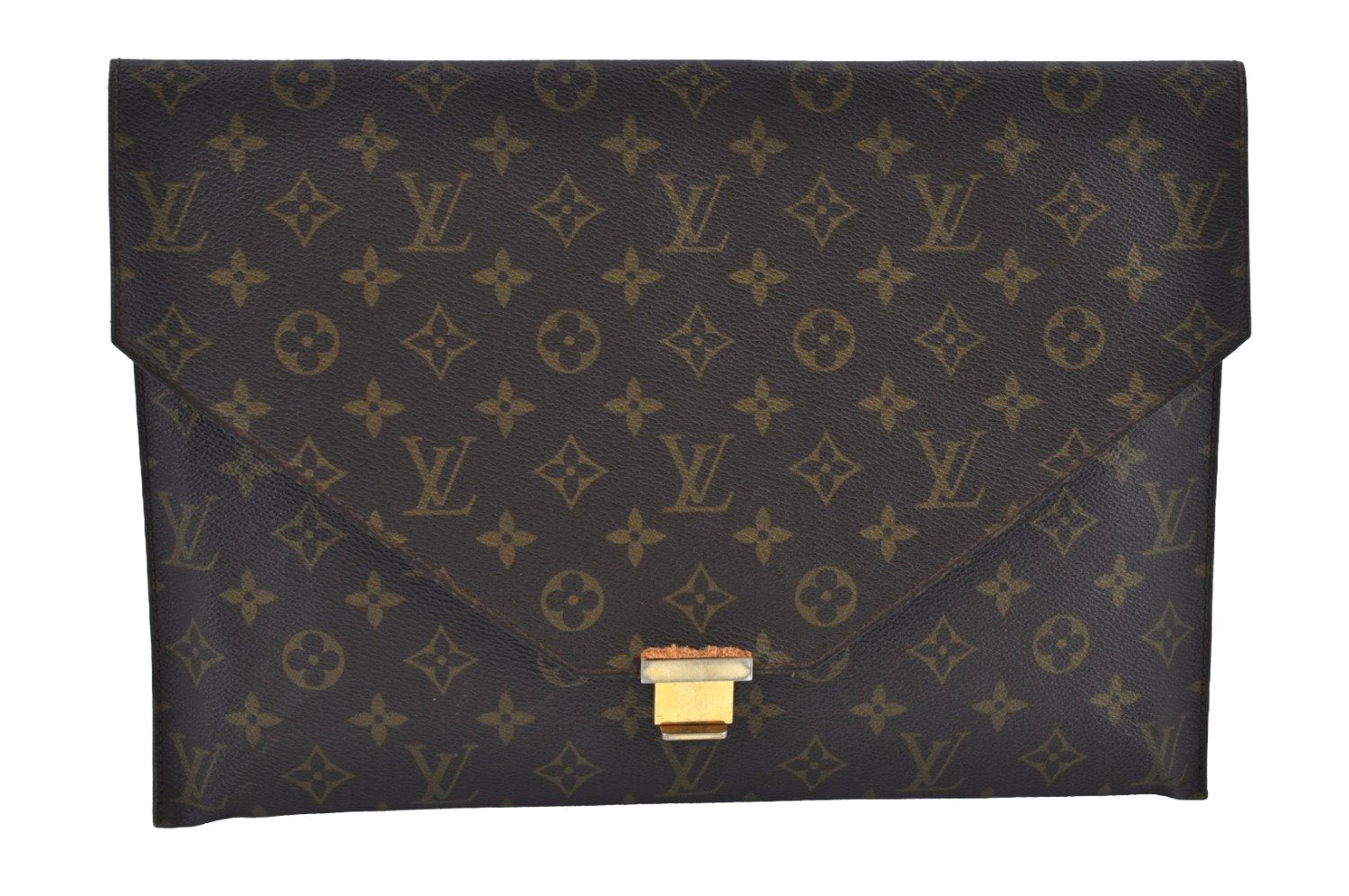 Authentic Louis Vuitton Monogram Poche Plate Documents Case M53522 LV K9167