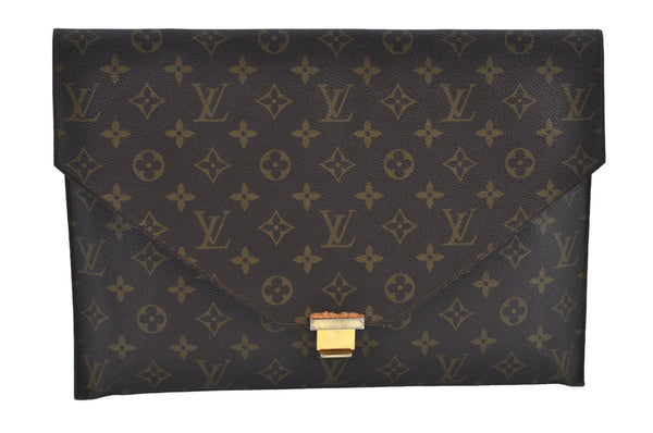 Authentic Louis Vuitton Monogram Poche Plate Documents Case M53522 LV K9167