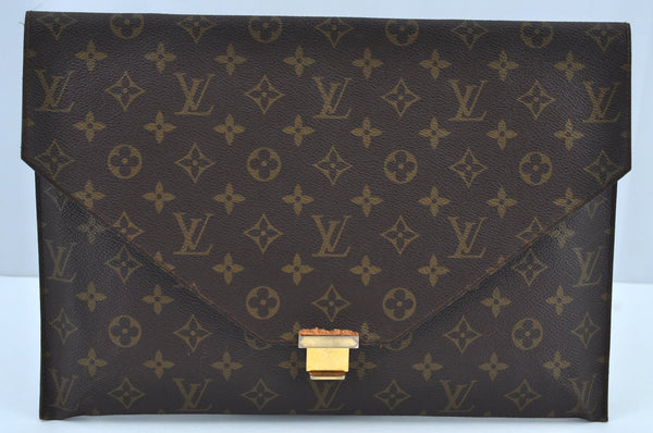 Authentic Louis Vuitton Monogram Poche Plate Documents Case M53522 LV K9167
