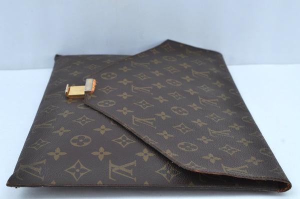 Authentic Louis Vuitton Monogram Poche Plate Documents Case M53522 LV K9167