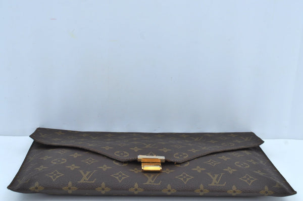 Authentic Louis Vuitton Monogram Poche Plate Documents Case M53522 LV K9167