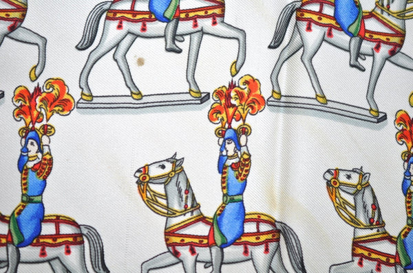 Authentic HERMES Carre 90 Scarf "LES ARTIFICIERS" Silk Navy K9171