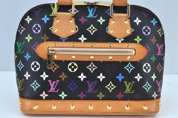 Auth Louis Vuitton Monogram Multicolor Alma PM Black Hand Bag M92646 LV K9196