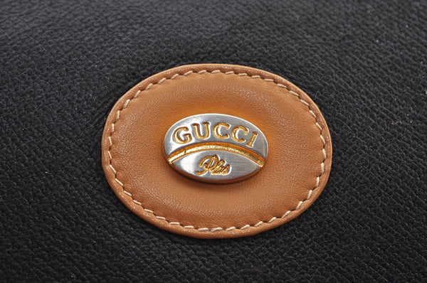 Authentic GUCCI Vintage Clutch Hand Bag Purse Leather Black Junk K9201