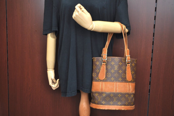 Authentic Louis Vuitton Monogram Bucket PM Shoulder Tote Bag USA Model LV K9202