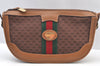 Authentic GUCCI Web Sherry Line Micro GG Shoulder Bag Canvas Leather Brown K9213