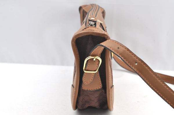 Authentic GUCCI Web Sherry Line Micro GG Shoulder Bag Canvas Leather Brown K9213
