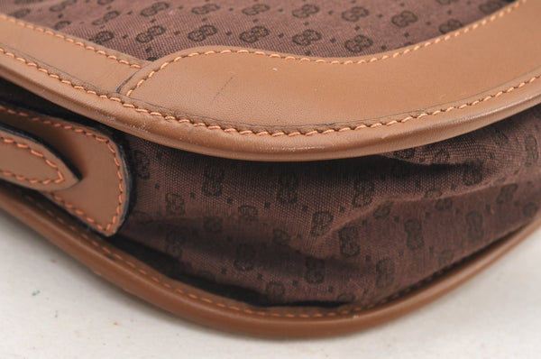 Authentic GUCCI Web Sherry Line Micro GG Shoulder Bag Canvas Leather Brown K9213