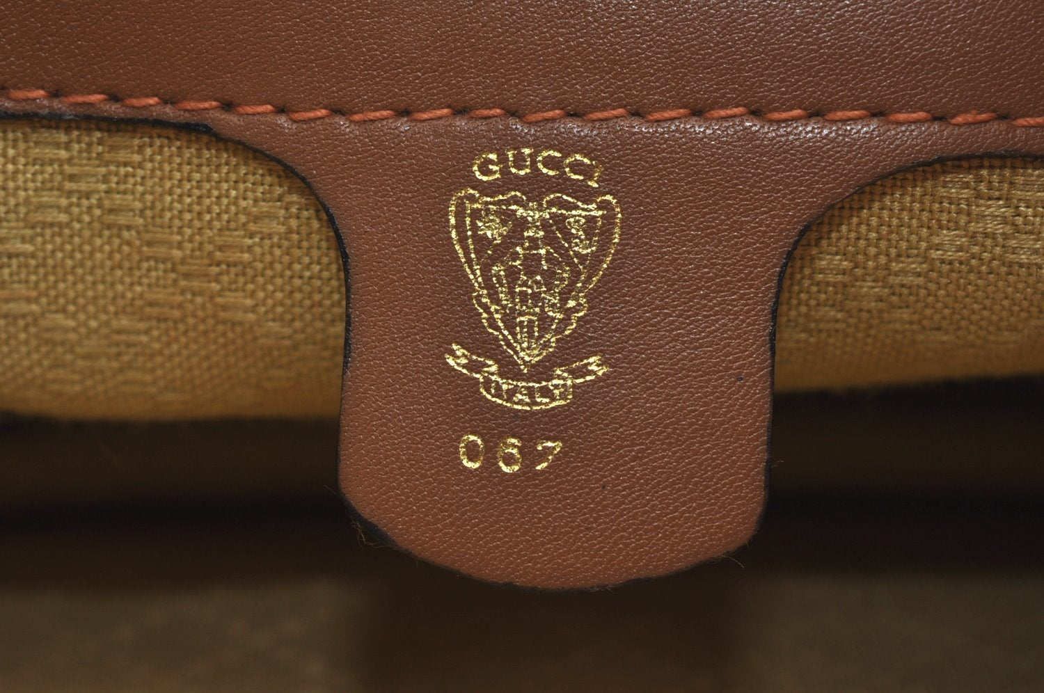 Authentic GUCCI Web Sherry Line Micro GG Shoulder Bag Canvas Leather Brown K9213