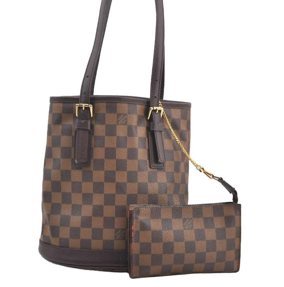 Authentic Louis Vuitton Damier Marais Bucket Shoulder Tote Bag N42240 LV K9220