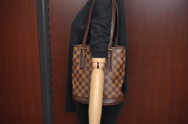 Authentic Louis Vuitton Damier Marais Bucket Shoulder Tote Bag N42240 LV K9220