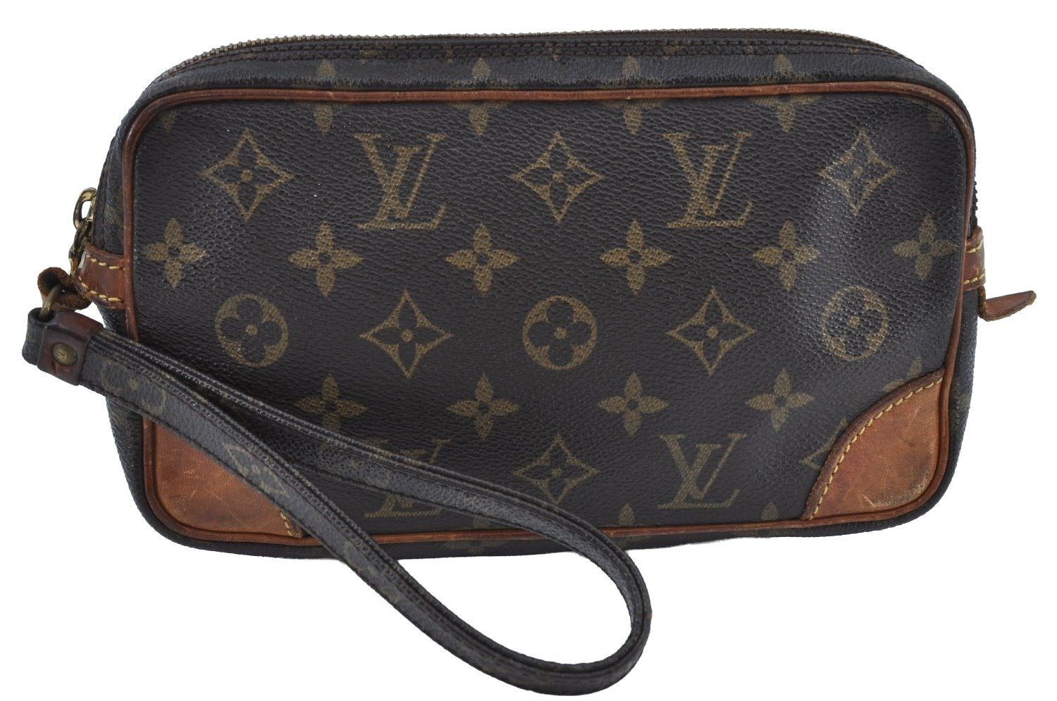 Auth Louis Vuitton Monogram Marly Dragonne PM Clutch Hand Bag Old Model LV K9222