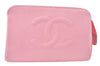 Authentic CHANEL Caviar Skin CC Logo Cosmetic Pouch Purse Pink Junk K9233