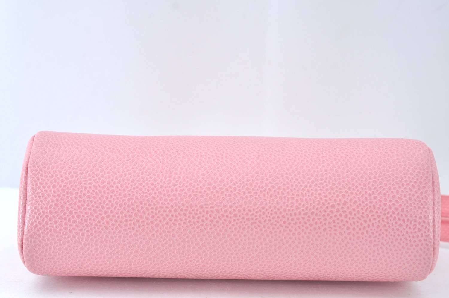 Authentic CHANEL Caviar Skin CC Logo Cosmetic Pouch Purse Pink Junk K9233