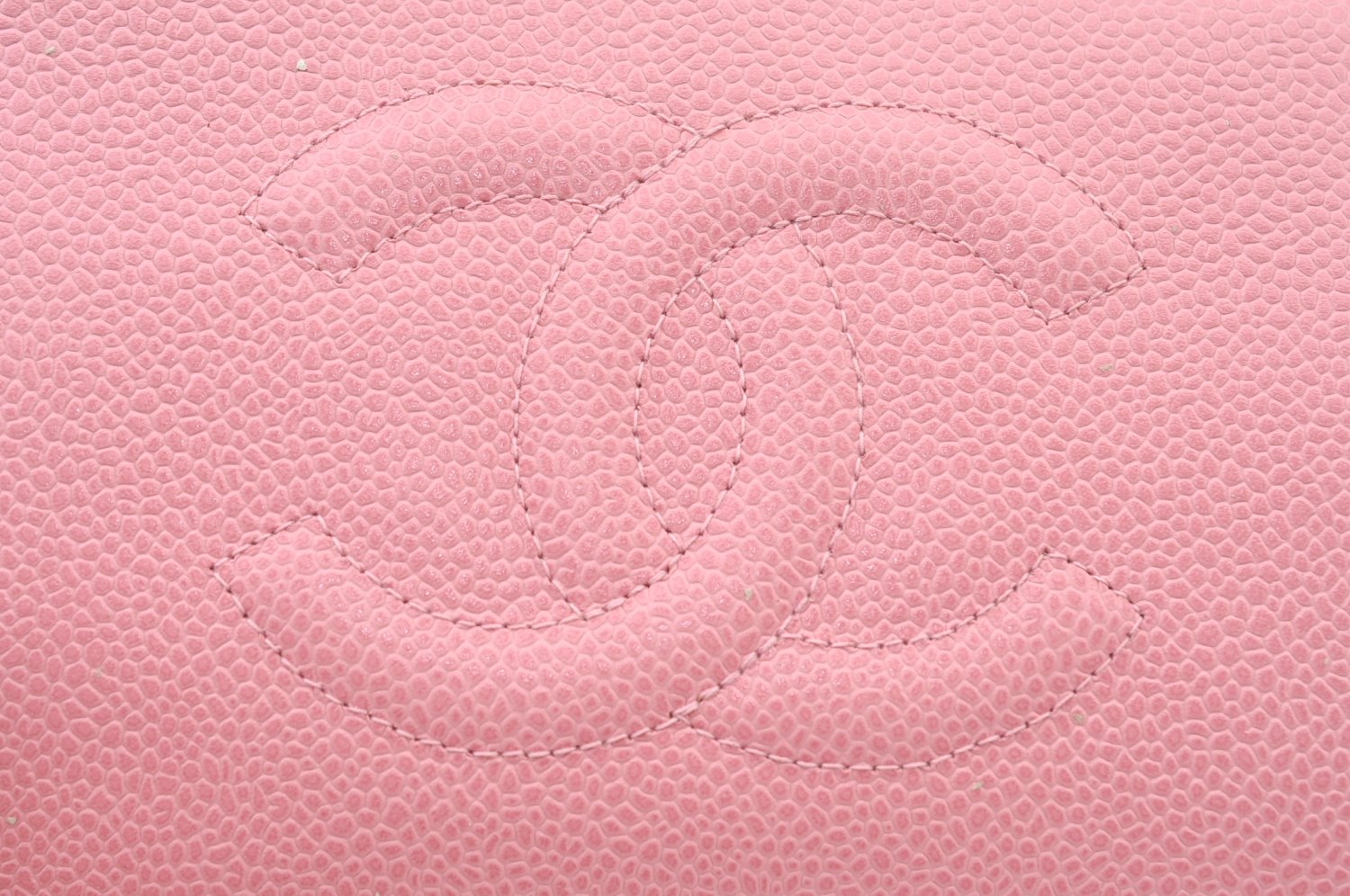 Authentic CHANEL Caviar Skin CC Logo Cosmetic Pouch Purse Pink Junk K9233