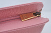 Authentic CHANEL Caviar Skin CC Logo Cosmetic Pouch Purse Pink Junk K9233