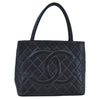 Authentic CHANEL Calf Skin Medallion CC Logo Shoulder Tote Bag Black K9242