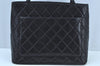 Authentic CHANEL Calf Skin Medallion CC Logo Shoulder Tote Bag Black K9242