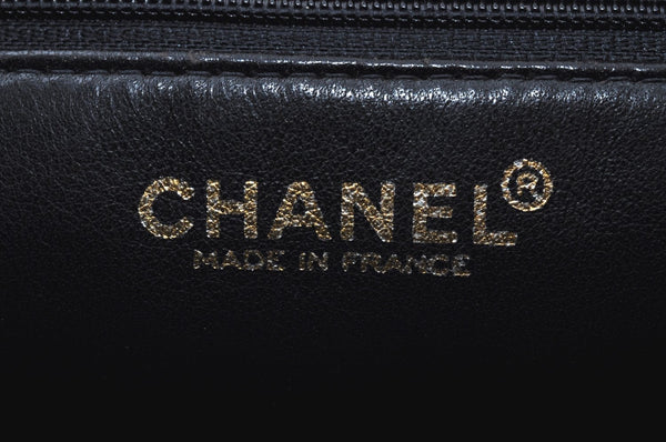 Authentic CHANEL Calf Skin Medallion CC Logo Shoulder Tote Bag Black K9242