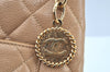 Authentic CHANEL Caviar Skin Medallion Shoulder Tote Bag Beige Junk K9243