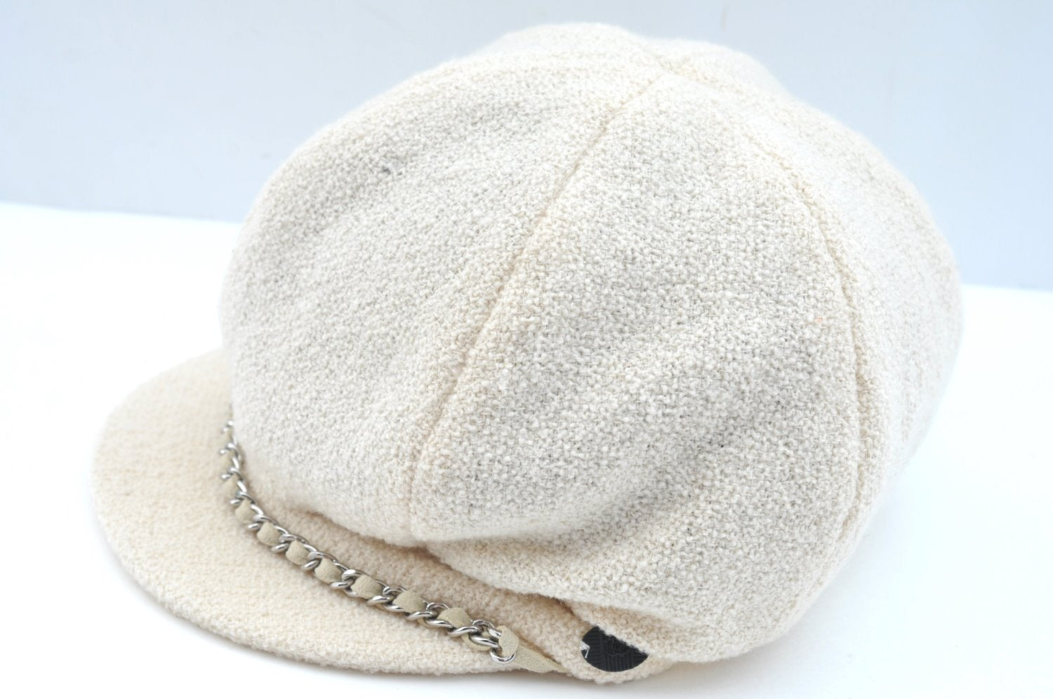 Authentic CHANEL Vintage Beret Hat Wool Size L 20.9