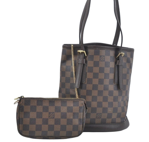 Authentic Louis Vuitton Damier Marais Bucket Shoulder Tote Bag N42240 LV K9248