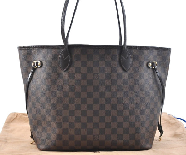 Authentic Louis Vuitton Damier Neverfull MM Shoulder Tote Bag N51105 LV K9249