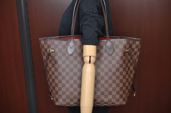 Authentic Louis Vuitton Damier Neverfull MM Shoulder Tote Bag N51105 LV K9249