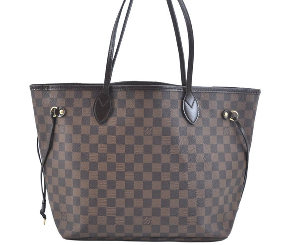 Authentic Louis Vuitton Damier Neverfull MM Shoulder Tote Bag N51105 LV K9250