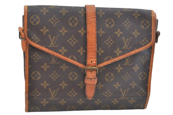 Auth Louis Vuitton Monogram Portable Serviette Desktop Shoulder Bag Junk K9253