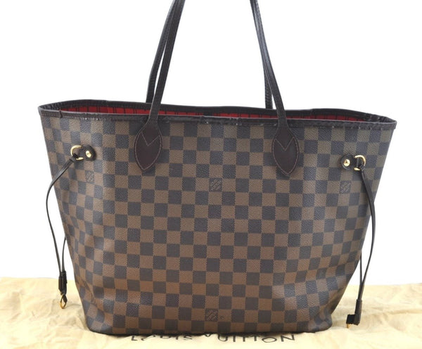 Authentic Louis Vuitton Damier Neverfull MM Shoulder Tote Bag N51105 LV K9254