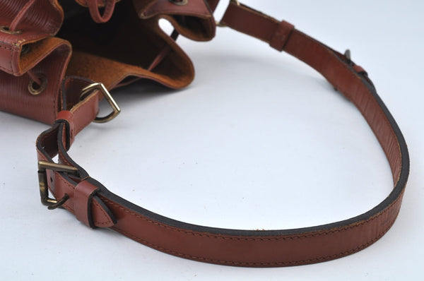 Authentic Louis Vuitton Epi Noe Shoulder Drawstring Bag Brown M44028 Junk K9259